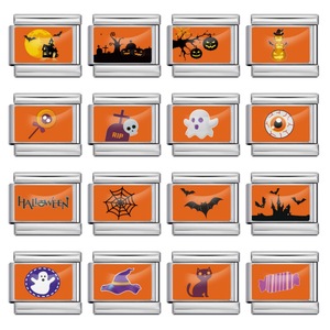 Breloques modulaires italiennes en acier inoxydable pour la fabrication de bracelets, série Halloween, forme rectangulaire, DIY - Product Image 1