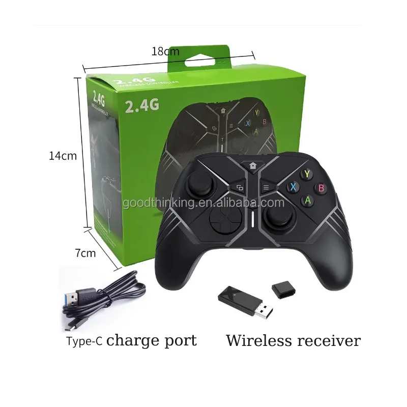 ตัวควบคุมการเล่นเกมแบบไร้สายสำหรับพีซีการควบคุมระยะไกล2.4G ของขวัญสำหรับเด็กประเภท C จอยสติ๊กเกมสำหรับ Xbox One