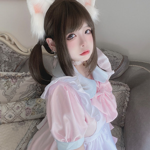 Tenue de demoiselle d'honneur Lolita, robe rose à manches courtes avec nœud en tissu, costume de cosplay pour jeu de rôle d'anime, à partir de 14 ans - Product Image 4