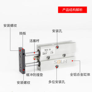 Cylindre pneumatique à double tige et double arbre en acier inoxydable TDA TN10/16/20-10X15X20X30X4X5X6X80S, application industrielle, neuf et d'occasion - Product Image 2