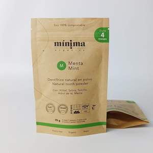 Wholesale Custom Printed Eco-Friendly Brown Kraft Paper <b>Packaging</b> <b>Bag</b> Biodegradable Stand up Pouch With Zipper For Tooth Powder - Product Image 4