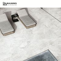 Dalle de porcelaine en marbre gris clair mat doux à faible absorption d'eau pour mur de salle de bain ou zone humide 600x1200x10