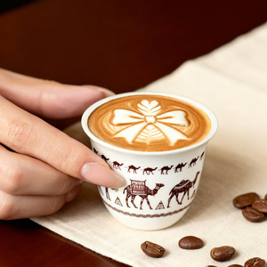 Set di 6 Tazze da Caffè in Ceramica Araba da 70ml con Motivo a Cammello, Design Moderno e Minimalista, per Ristoranti e Caffetterie - Product Image 1