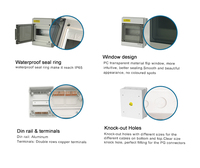 Boîtier de distribution électrique étanche IP66 en ABS, 12 voies, 20 prises, avec disjoncteur, rail DIN, 450V 220A