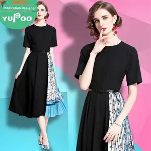Spot sale 2024 new women's clothing wholesale fashion clothing elegant casual dresses Roman stitching printed dresses