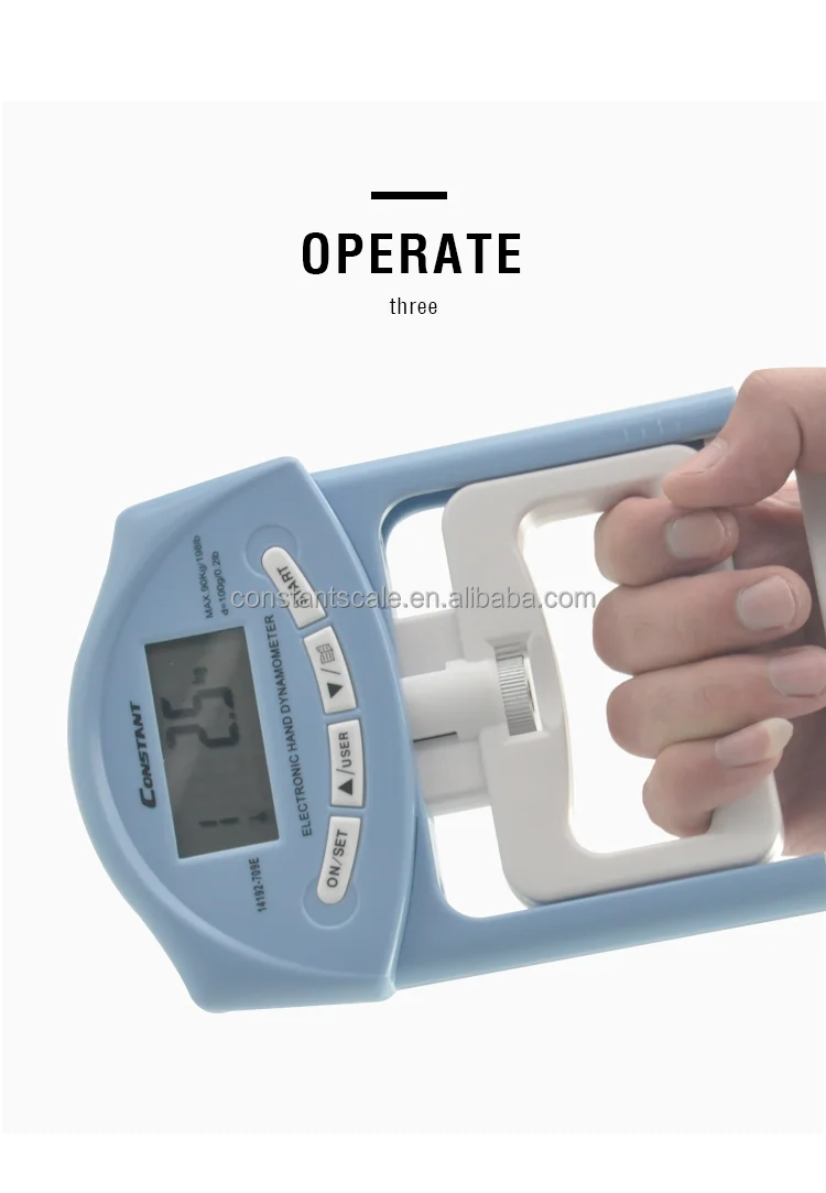 KEEDA - Dinamómetro Digital Mano - Medidor Fuerza Agarre 90kg/198lb - Memoria 19 Usuarios - Color Gris