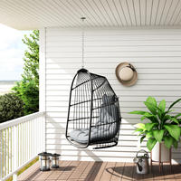 AJUNION Extérieur Rotin Tissage Oeuf Chaise Jardin Suspendu Chaise Balançoire Pliable Oeuf Chaise à Bascule pour Patio Balcon