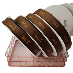 공장 맞춤형 3D 인쇄 실크 리본 그로스 그레인 리본 선물 리본 양각 로고 브랜드 - Product Image 5