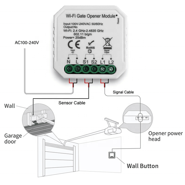 Smart Garage Door Opener with Zigbee & Wi-Fi Smart Life & for App Control Home Automation for Google Home & for Alexa