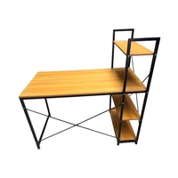 Table de jeu en forme de L de couleur marron rustique, bureau ergonomique réglable en hauteur pour la maison, l'école et l'hôpital