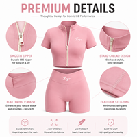 Ensemble de vêtements de yoga et de fitness personnalisé en 3 pièces pour femmes, ensembles de sport, veste à manches courtes zippée et short, survêtement pour femmes