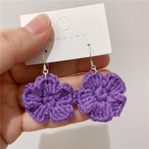 Pendientes colgantes Vintage tejidos a mano Uionen 1036 para mujer, ciruela de colores geométricos a la moda, hechos principalmente de aleación - Product Image 4