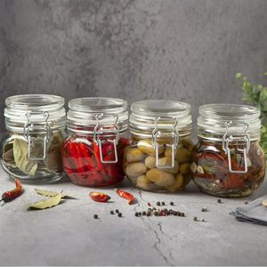 Toples penyimpanan dapur, tutup kaca berengsel kedap udara, segel karet, wadah penyimpanan tutup kaca, tutup segel baja anti karat - Product Image 1