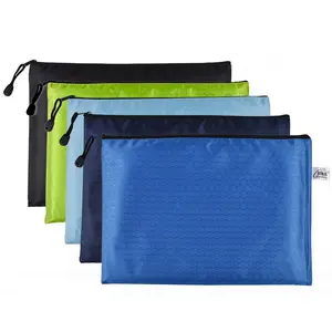 Wholesale customized A4 A5 fixed embossed waterproof zipper file bag Oxford cloth zipper folder bag customized