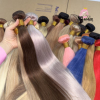 613 Extensions de cheveux humains blondes roux roux-grenat colorées, vente en gros, 100% sans produits chimiques, mèches brutes