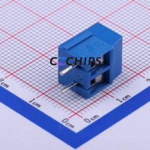 JL300-50002U01 <b>Screw</b> Terminal <b>Block</b> Through hole Component (THT),P=5mm Connector 1x2P 5mm Blue Through Hole - Product Image 2