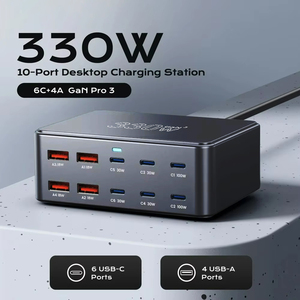 Cargador <span class=keywords><strong>GaN</strong></span> USB C de 330W, 100W PD3.0 PPS QC3.0, Estación de Carga Rápida Multipuerto para Laptop, iPhone 15 16, Samsung, Macbook Pro, Tablet - Product Image 2