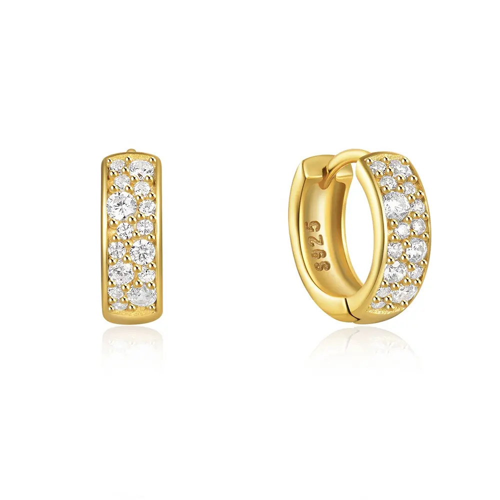 Chunky Hip Hop Diamond Earrings Ins Hot Selling Jewelry S925 Silver High Quality 18k Real Gold Plated Hoop Earing