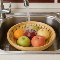 Panier de rangement en bambou écologique moderne avec design multifonctionnel pour le rangement en cuisine, ovale et rond