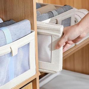 Clothing Organizer <b>Storage</b> <b>Box</b> Rectangle Foldable Cotton Linen Visible Mesh No Compartment For Wardrobe <b>Drawer</b> Use - Product Image 2