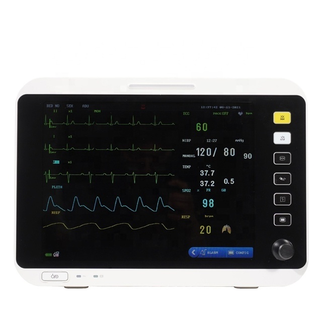 Medical ICU Multiparameters Neonates Children Adults 12 Inches Vital Sign Cardiac Monitor ECG Heart Patients Monitors
