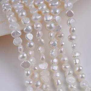 Perlas de Agua Dulce Blancas Barrocas de 18 cm y 4-5 mm, Perlas Sueltas con Orificio Lateral Ligero de Dos Caras para Hacer Collares y Pulseras al por Mayor - Product Image 4