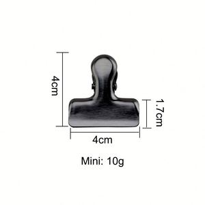 Lot de 4 pinces à papier en acier inoxydable noir pour aliments, pour le bureau et la maison, pinces à sacs de chips incluses - Product Image 3
