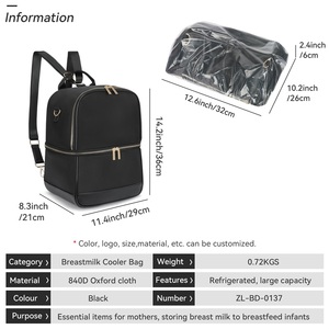 Sac isotherme imperméable pour tire-lait, grande capacité, sac isotherme pour biberons, sac portable pour tire-lait - Product Image 4