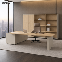 Armoire de rangement de bureau ATWOKA en chêne, à deux portes verrouillables, avec huit étagères ouvertes pour salle de direction, mur de classement
