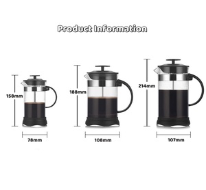 Cafetera <span class=keywords><strong>Francesa</strong></span> <span class=keywords><strong>de</strong></span> Doble Pared <span class=keywords><strong>de</strong></span> Vidrio Borosilicato Personalizada Kingze, 350 ml, 800 ml, 1000 ml - Product Image 3