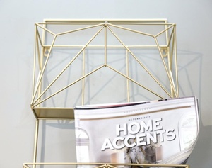 INNOVA — <span class=keywords><strong>panier</strong></span> de rangement <span class=keywords><strong>mural</strong></span> décoratif à trois niveaux, en fil de métal doré, pour journal et magazine, pré-livraison - Product Image 6