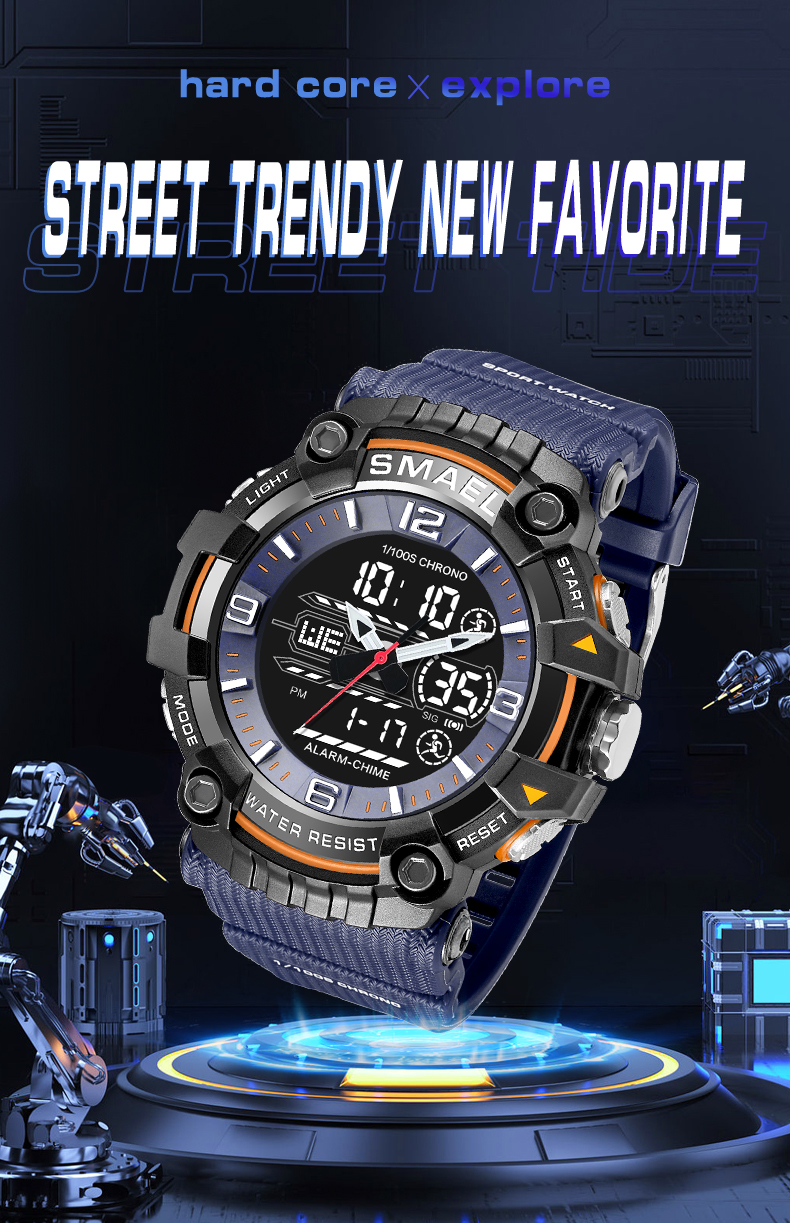 Orologio digale da uomo Orologio sportivo milare Orologio sportivo multifunzione impermeabile Orologio elettronico per studenti per bambini per regali da uomo  1511