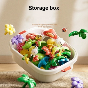 Jouet de construction de <span class=keywords><strong>jardin</strong></span> de fleurs DIY, décorations de personnages animaux mignons, ensemble de construction de plantes et fleurs pour enfants - Product Image 4