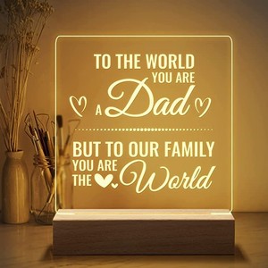 3D Luminous Circular Acrylic Wood Base LED Night <b>Light</b> RGB Lighting Remote Touch Control Modern Design for Bedroom <b>Small</b> Holiday - Product Image 4