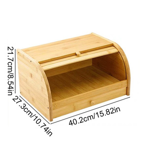 Bamboo Bread <b>Storage</b> <b>Box</b> Double Layer Kitchen Baking Cabinet With <b>Drawer</b> For Food <b>Storage</b> - Product Image 3