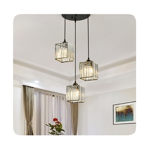 Lámpara Colgante Moderna de Cristal y Hierro con Diseño Redondo y Cuadrado, Bombilla <span class=keywords><strong>E27</strong></span>, Iluminación para Cocina, Garantía de 3 Años - Product Image 2