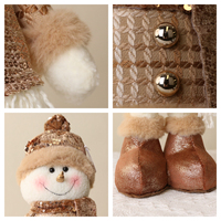 SOTE nouveau Design debout bonhomme de neige portant paillettes chapeau écharpe marron clair jambes rétractables décorations de noël