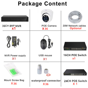 Jianvision 4k 8MP PoE IP Hệ thống camera 36 kênh tháp pháo Dome thông minh phát hiện chuyển động màu sắc tầm nhìn ban Đêm giám sát bằng giọng nói NVR - Product Image 3