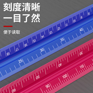 Triangular Ruler Aluminum Alloy 15 Cm Centimeter Inch Scale Drawing Drafting Measuring Tool Red Blue Black Color - Product Image 1