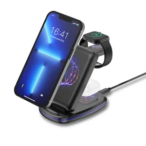 Fast 15W Universal Qi Lamp Stand For Iphone 15 Pro Max 3 In 1 Wireless Charger