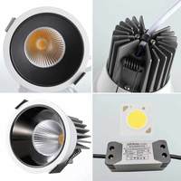 Anti-éblouissement LED Down Light 7W 9W 12W 20W 30W Tunable Blanc Noir Encastré LED Downlights