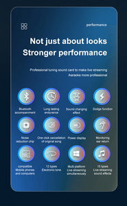 Kit studio USB sans fil prend en charge 2 MIC 2 téléphones <span class=keywords><strong>Microphone</strong></span> à condensateur Enregistrement Carte son Annulation de bruit Batterie 3000mAh RGB - Product Image 5