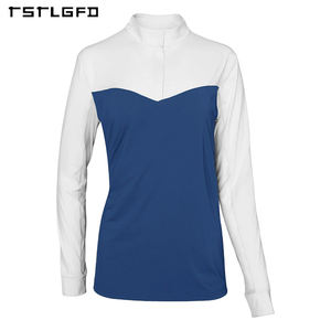 Экологичная женская летняя повседневная одежда для верховой езды: высококачественная, быстросохнущая, с регулярным кроем, на молнии до середины груди, с цветными вставками. - Product Image 3