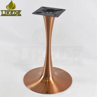 Base de table en acier inoxydable de luxe en or rose, base de table à manger en forme de tulipe pour meubles de restaurant et café modernes