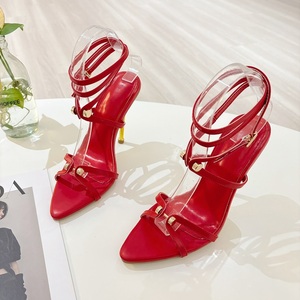 Nouvelles sandales sexy à talons hauts et bout pointu avec boucle à rivets en métal et lacets, collection 2025 - Product Image 3