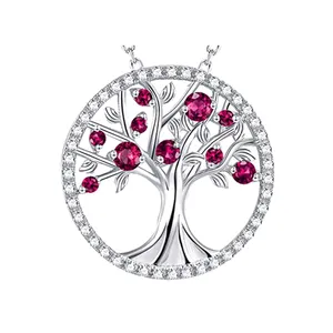 Оптовая продажа модных ювелирных изделий ожерелье 925 стерлингового серебра Циркон дерево жизни кулон ожерелье для женщин