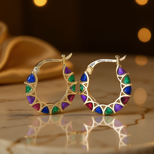 Orecchini Bianchi E807 in Oro Bianco con Zirconi Geometrici, Gioielli di Lusso da Donna per Feste - Product Image 2