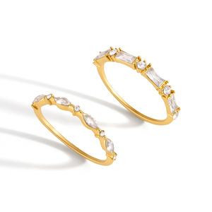 Anillo de Zirconia en Acero Inoxidable Chapado en Oro de 18K, Joyería Hipoalergénica de Lujo, Moderna y Premium para Mujer, Ideal para Uso Diario, Citas, Fiestas y Banquetes - Product Image 5