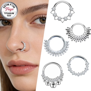 Freya ASTM F136 Titane CZ Anneau de nez, Anneau de septum, Clicker, Clou de nez, Boucles d'oreilles, Anneaux pour mamelons, <span class=keywords><strong>l</strong></span>èvres, Daith, Hélix - Bijoux de piercing corporel - Product Image 1