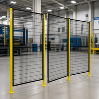 Système de clôture de sécurité modulaire pour robots en gros, avec portillon d'accès articulé, boîtier de verrouillage interverrouillable et cloison en treillis métallique thermolaqué
